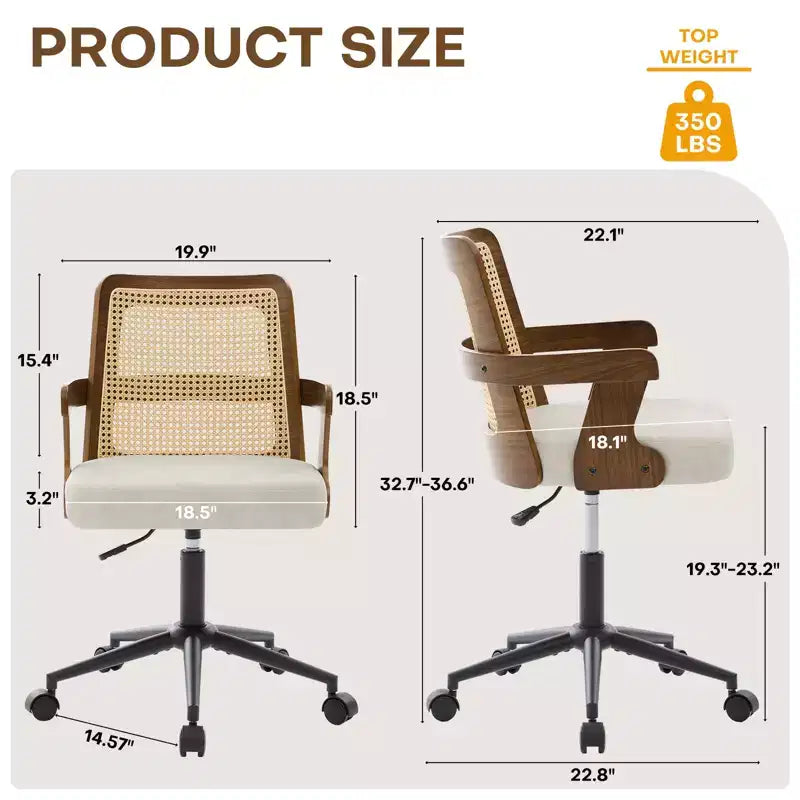 Chaise de bureau Mid-Century en noyer