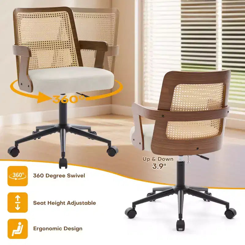 Chaise de bureau Mid-Century en noyer