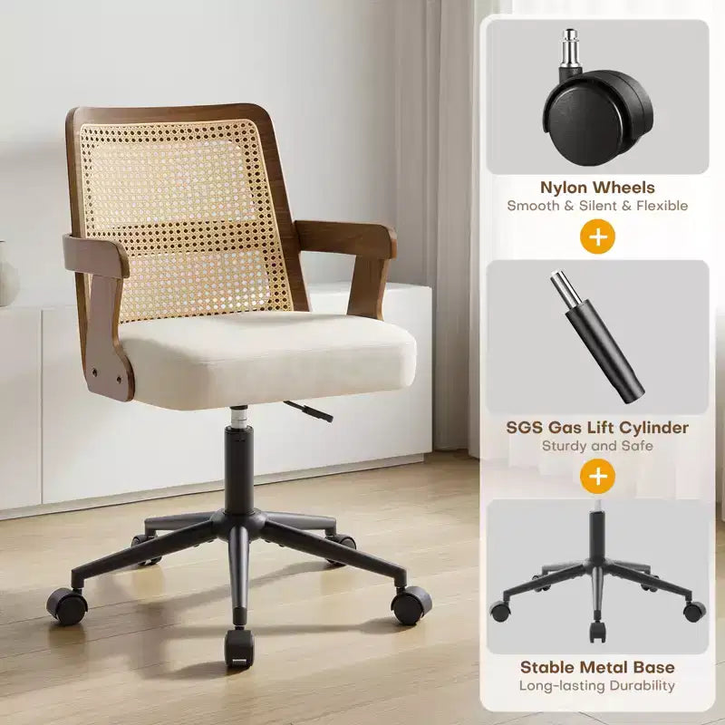 Chaise de bureau Mid-Century en noyer