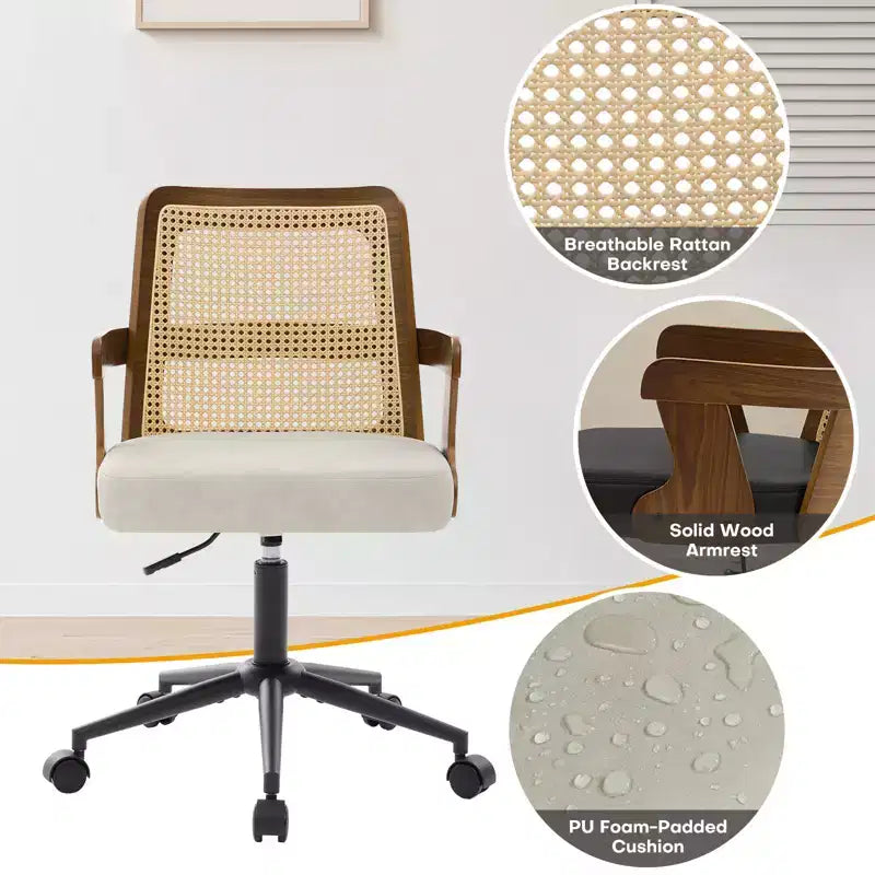Chaise de bureau Mid-Century en noyer