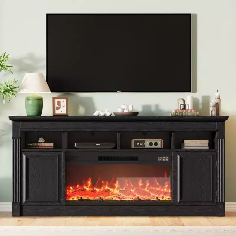 68 Farmhouse TV Stand for TVs up to 75 Inches Entertainment Center with Open Storage Shelves Wooden Media Console for Living Room