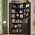 74 Tall Corner Bookshelf 6-Tier L-Shaped Bookcase with Drawer & Cabinets for Home/Office