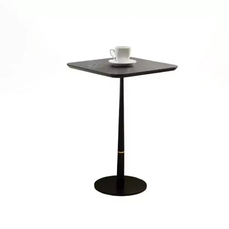 VIYET 24 Square End Table - Black MDF Metal Legs Gold Accents Multi-Functional Desk for Living Room/Lounge Area