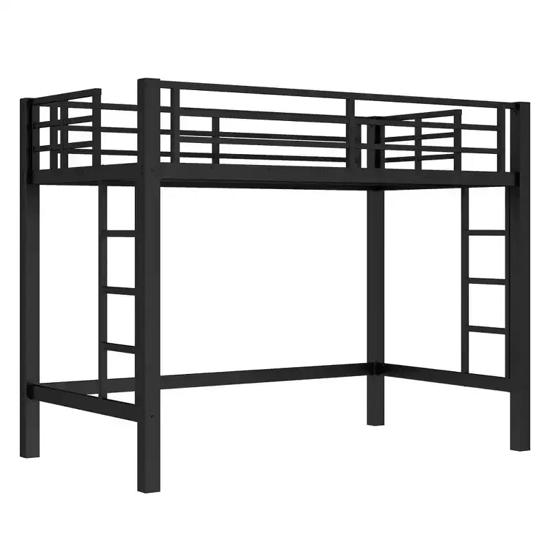 Lit mezzanine métallique noir de taille double Lit mezzanine