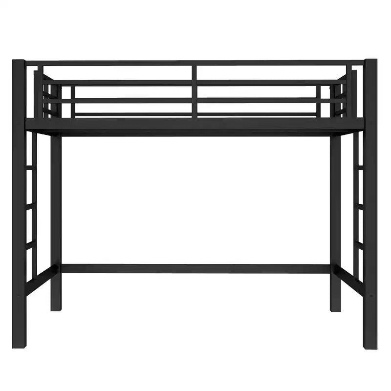 Lit mezzanine métallique noir de taille double Lit mezzanine
