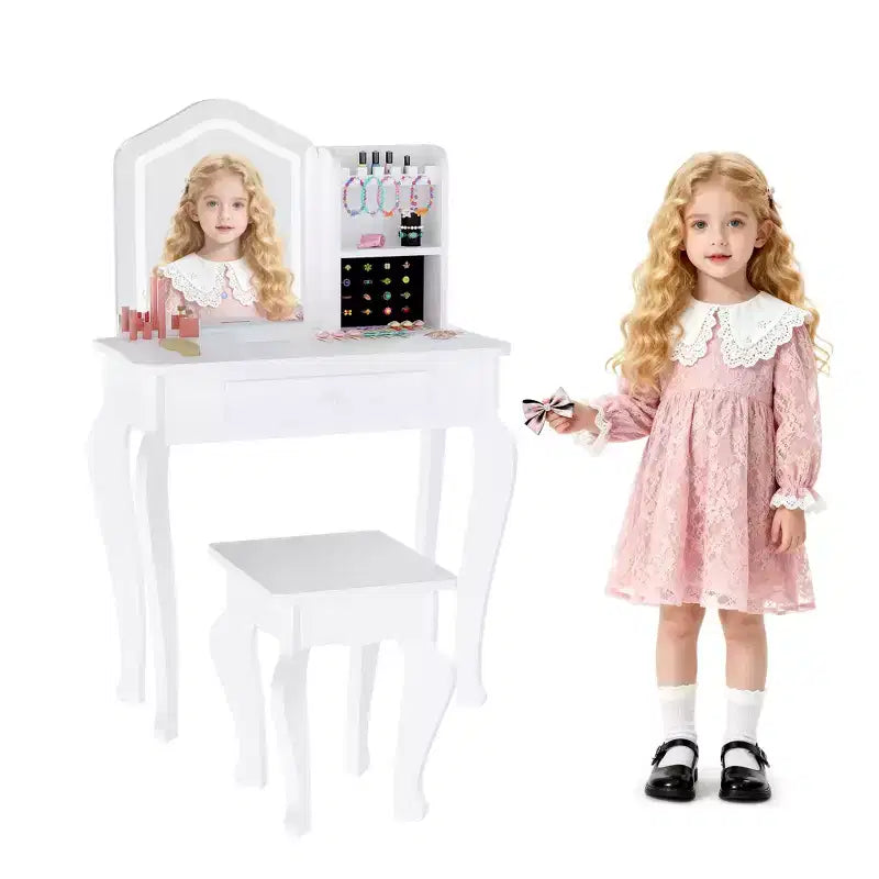 Table de toilette pour enfants avec miroir lumineux