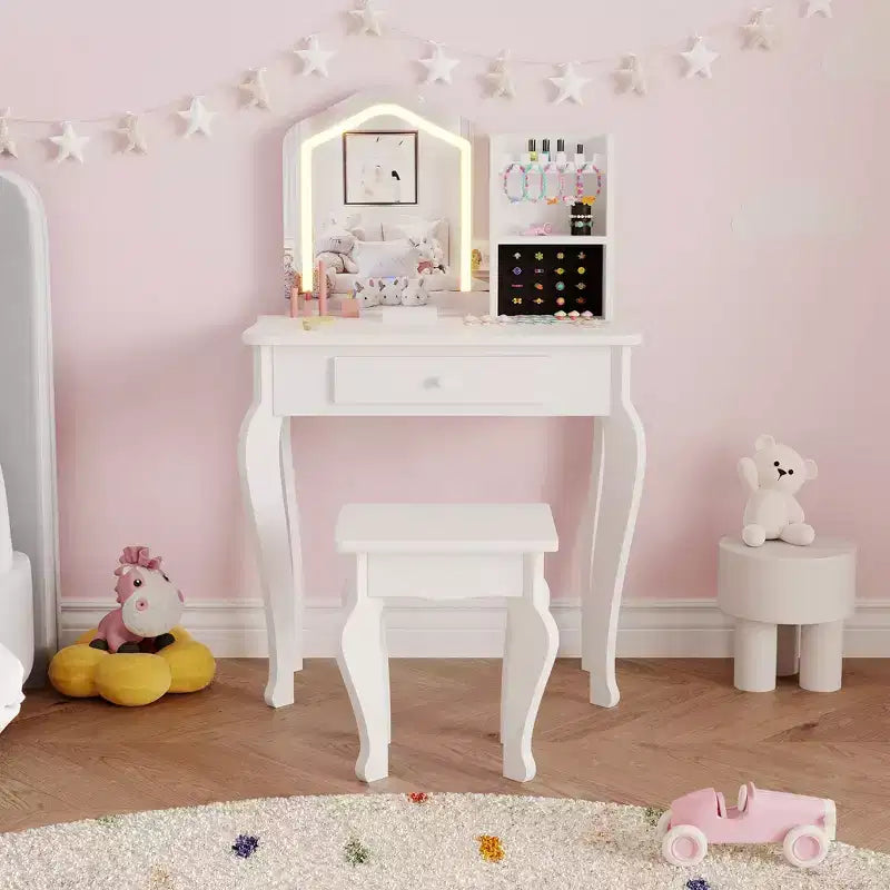 Table de toilette pour enfants avec miroir lumineux