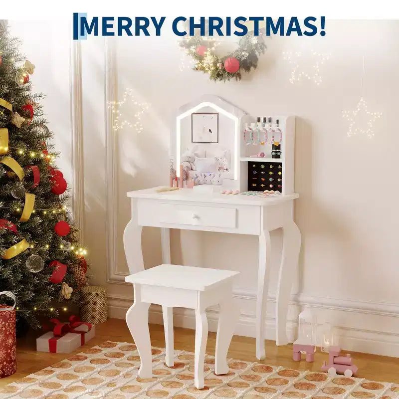 Table de toilette pour enfants avec miroir lumineux