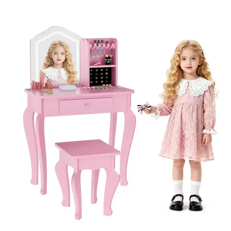 Table de toilette pour enfants avec miroir lumineux