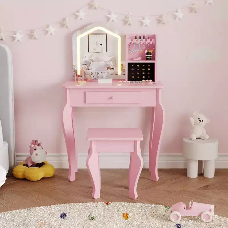 Table de toilette pour enfants avec miroir lumineux