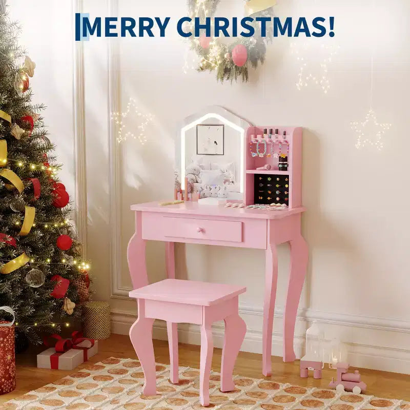 Table de toilette pour enfants avec miroir lumineux