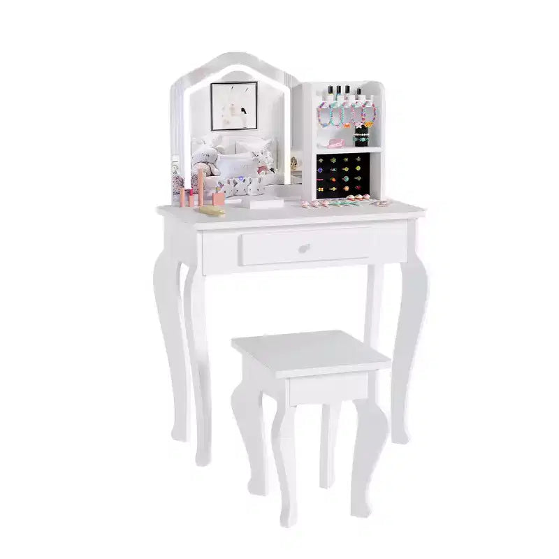 Table de toilette pour enfants avec miroir lumineux