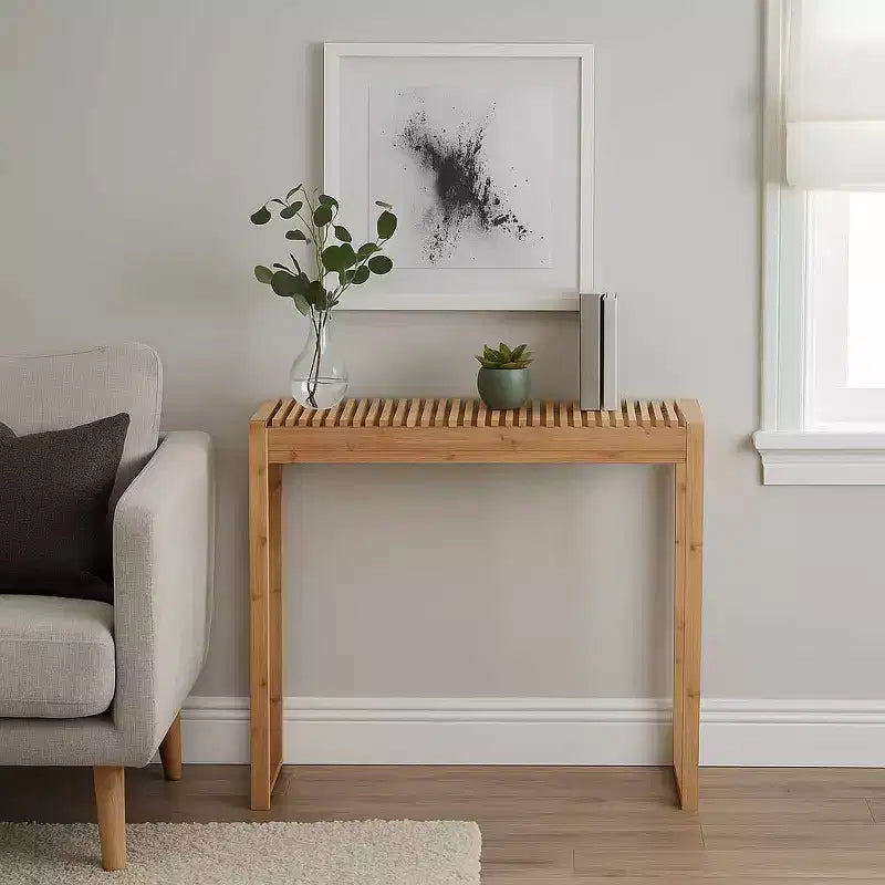 Console d'entrée en bambou naturel