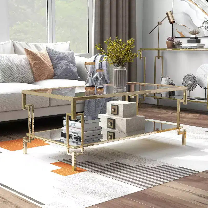 Table basse contemporaine couleur champagne