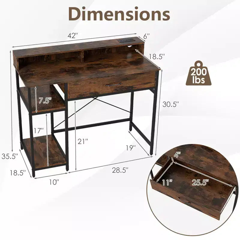 Bureau d'ordinateur avec tiroir