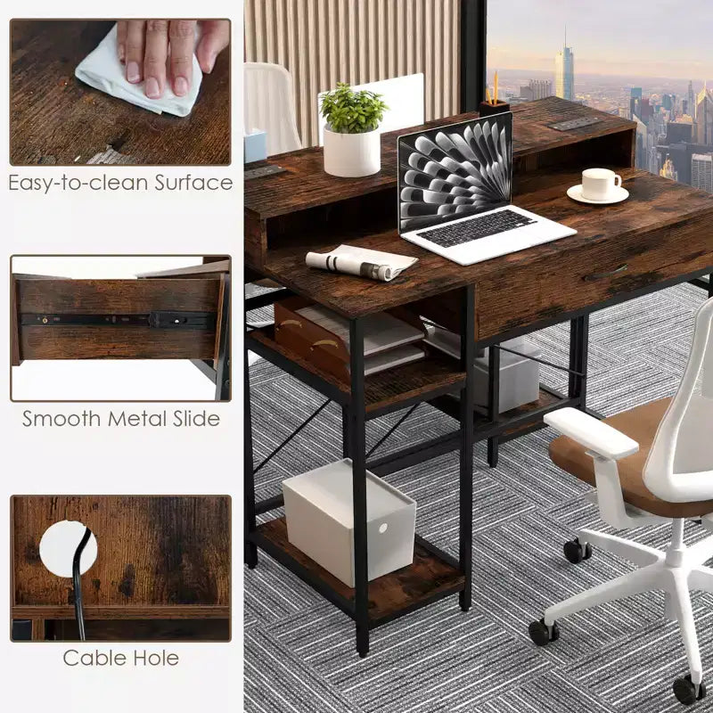 Bureau d'ordinateur avec tiroir